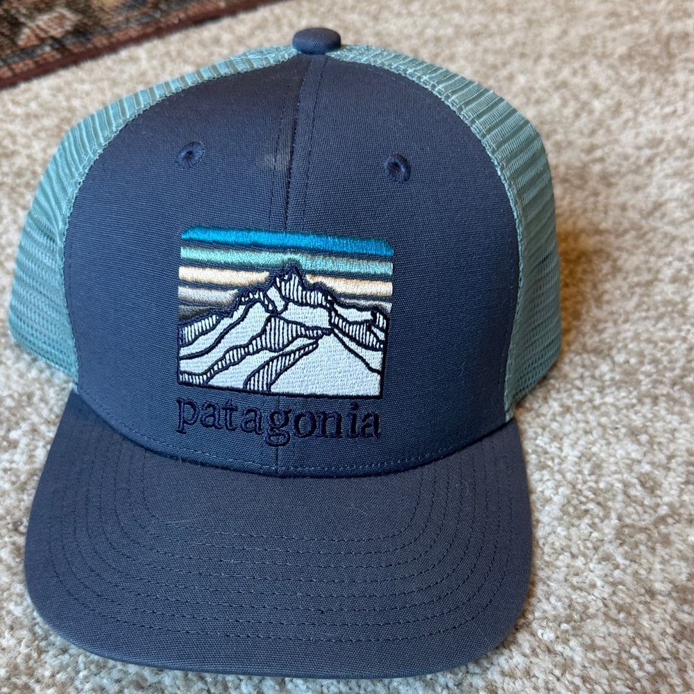 Patagonia Navy and Aqua Trucker Hat